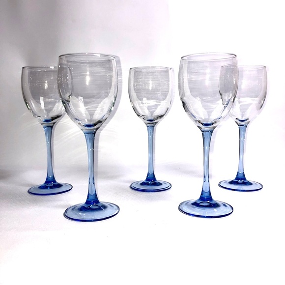 Luminarc Dining 5 Mid Century Modern Luminarc Azur Blue Stem Wine